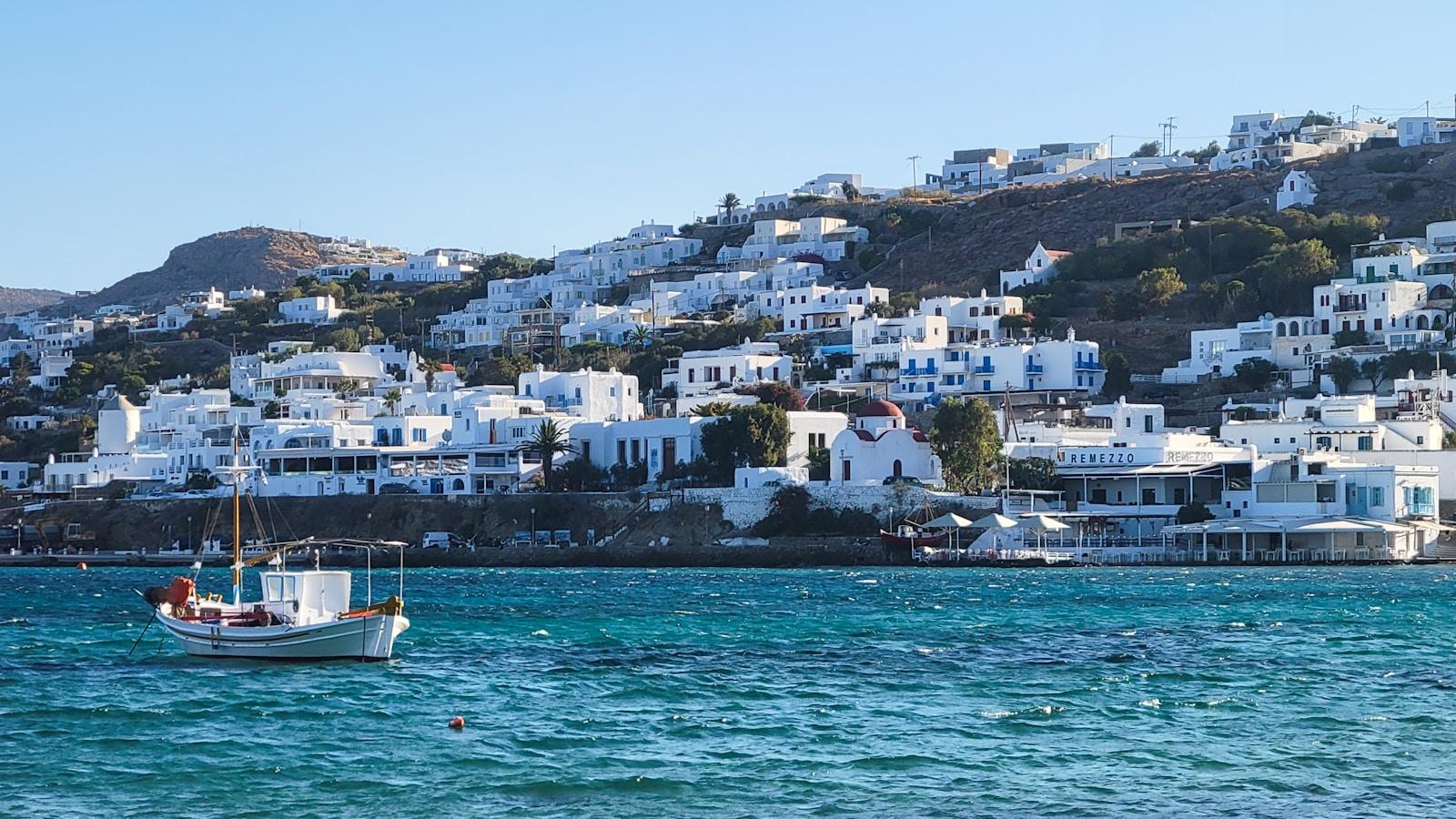 Mykonos hillside villas above the Aegean
